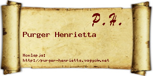 Purger Henrietta névjegykártya